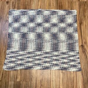 Handmade blanket knit crochet purple white grey Afghan baby lap cover